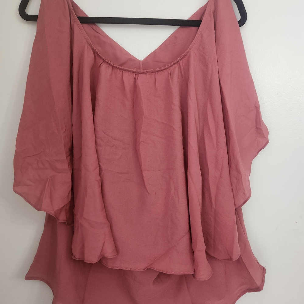 Future Collective Elegant Dusty Rose Women's Blouse 1X - Picture 4 of 5